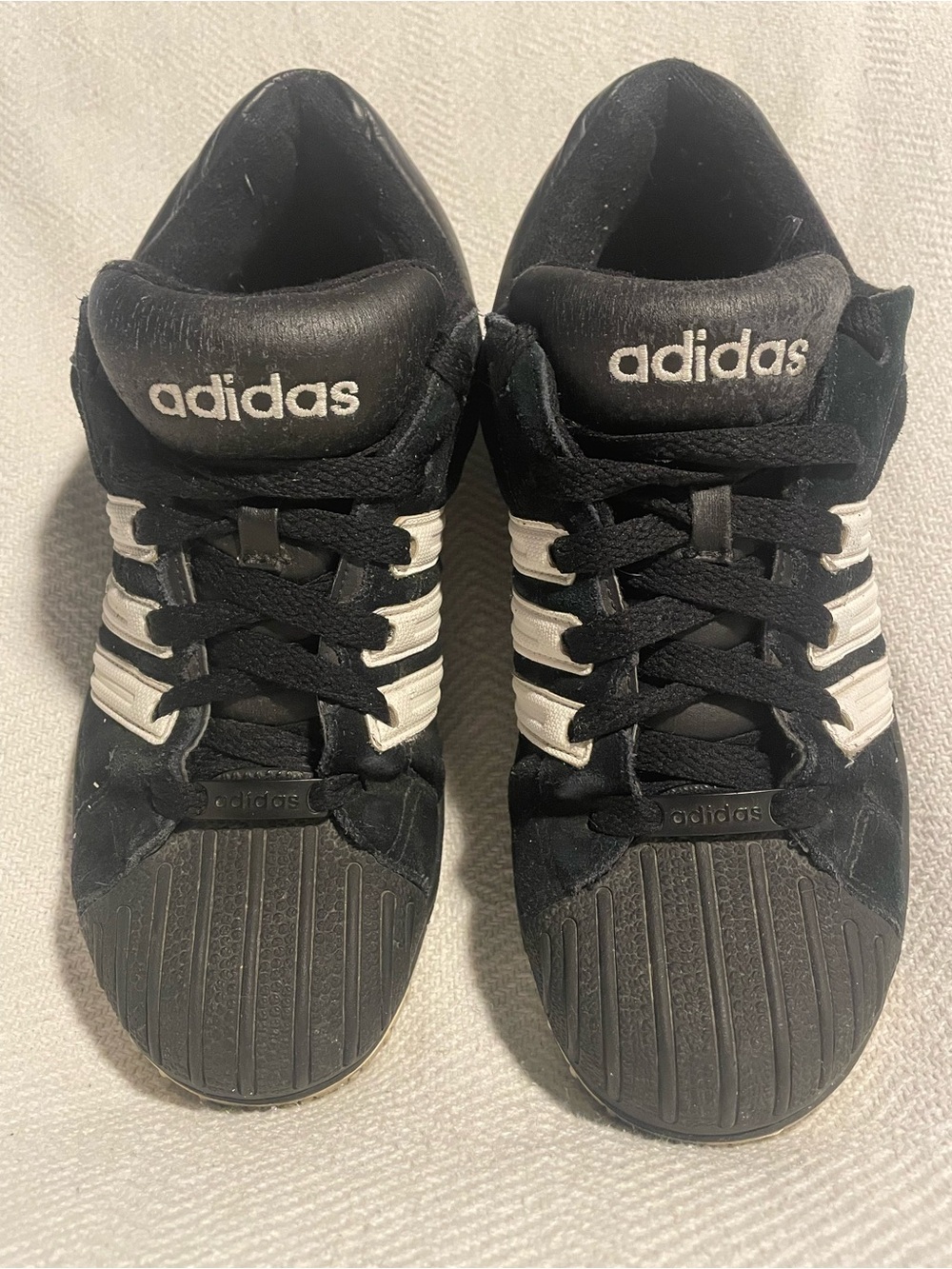 adidas Black and White Men's Lace-Up Sneakers with Signature Stripes